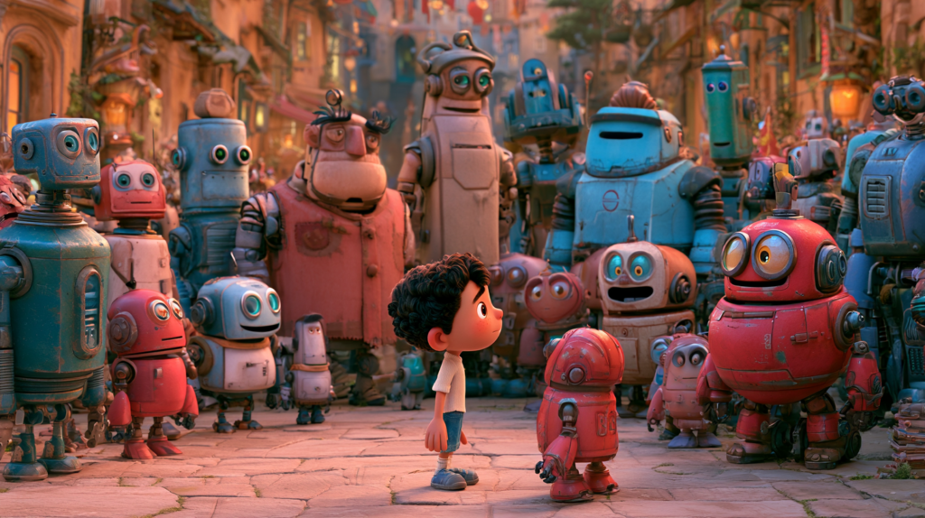 Free AI tools to save money — a friendly robot dropping coins into a glowing piggy bank.