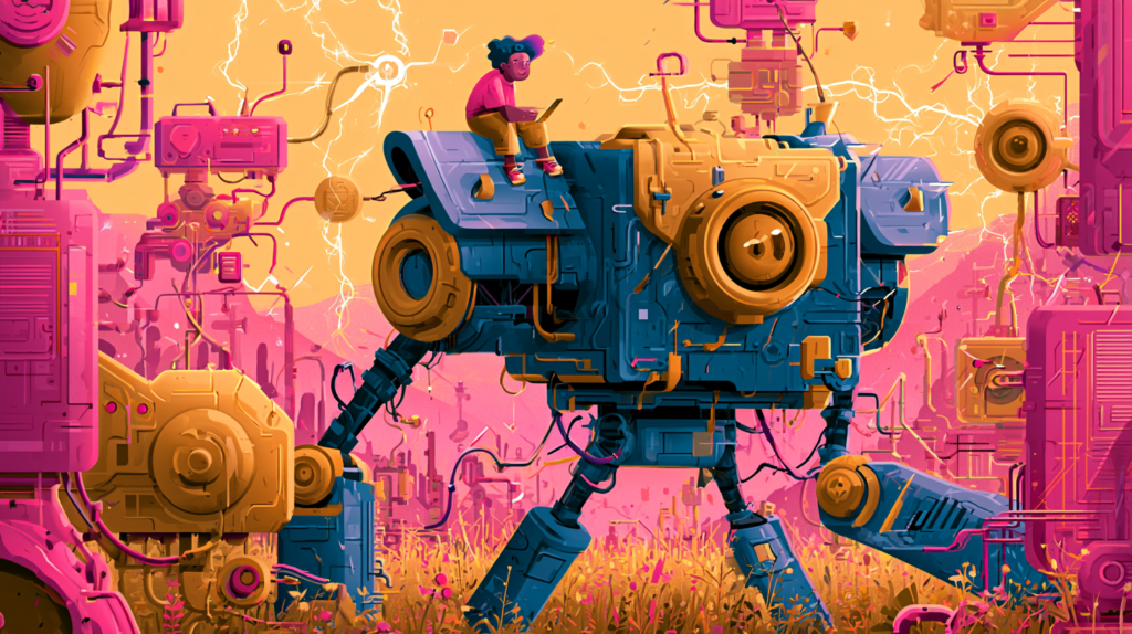 Start investing with $100 using AI apps — a friendly robot planting a single coin that grows into a tree.